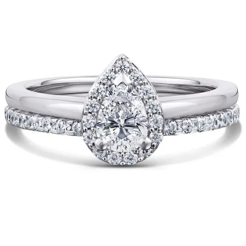 Platinum Pear Diamond Bridal Set - Alyssa
